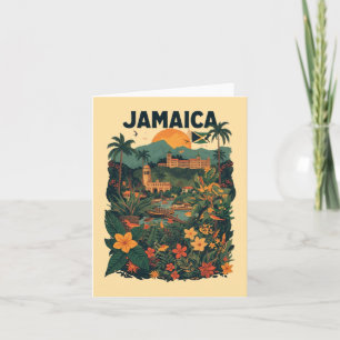Cartão Ilustração de viagem Jamaica em estilo retrô