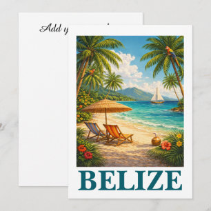 Cartão Ilustração de viagem tropical caribenha em Belize