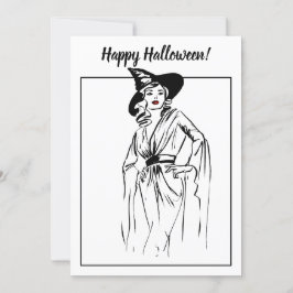 Cartão Ilustração de Vintagem de Bruxas do Halloween