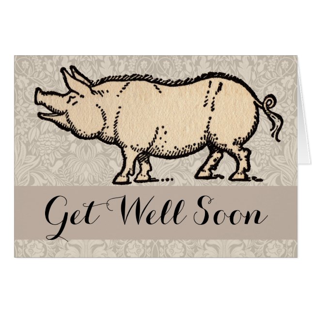 Cartão Ilustração de Vintagem de Porte de Porco Antiguo (Frente Horizontal)