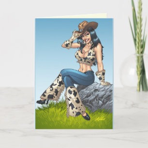 Cartão Ilustração Do Chapéu Da Cowboy Dando Uma Vaca