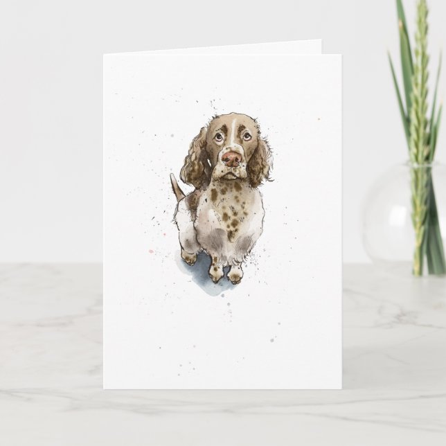 Cartão Ilustração do Cocker Spaniel Inglês Cão de anivers (Frente)