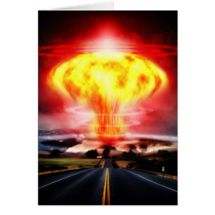 Cartão Ilustração do cogumelo atómico da explosão nuclear