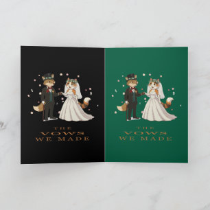 Cartão Ilustração do Dia do Casamento da Raposa e do Gato
