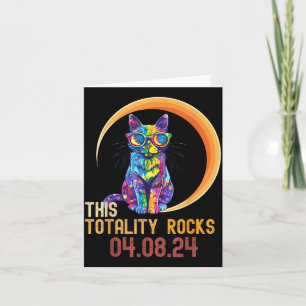Cartão Ilustração do Eclipse Solar Total nos EUA com Gato