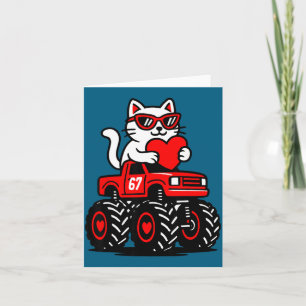 Cartão Ilustração do Gato Pilotando Caminhão no Dia dos N