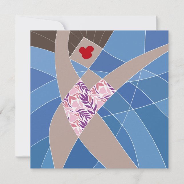 Cartão Ilustração do Modelo de Fashion de Bebê de Praia (Frente)