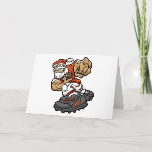 Cartão Ilustração do Papai Noel jogando futebol