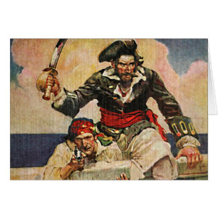 Cartão Ilustração do pirata e do companheiro do corsár