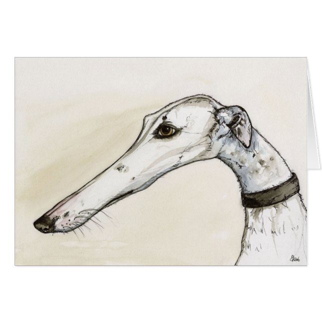 Cartão Ilustração do retrato do galgo (Frente Horizontal)