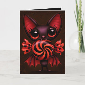 Cartão Ilustração do truque ou trato de morcego no Hallow