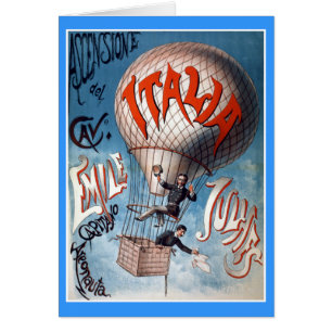 Cartão Ilustração do vintage do Balloonist de Emile