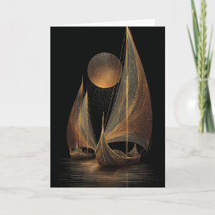 Cartão Ilustração Dourada Elegante de Arte de Palangres
