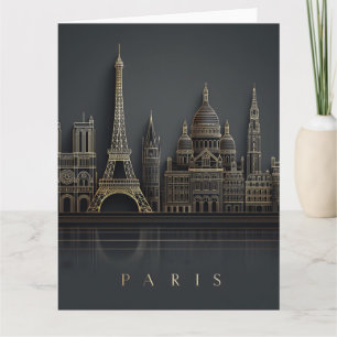 Cartão Ilustração Elegante da Cidade de Paris com Céu Dou