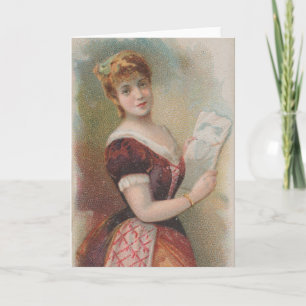 Cartão Ilustração Elegante de Dia dos Namorados Antigo, 1