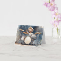 Ilustração em Aquarela de Menino Baterista em Bran
