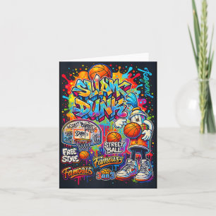 Cartão Ilustração em Estilo de Grafite de Basquete Legal 