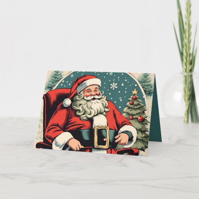 Cartão Ilustração Faux Vintage Santa Claus GC02 (Frente)