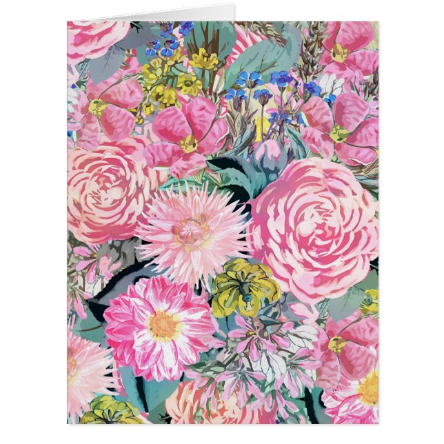 Cartão Ilustração floral de safena (Frente)