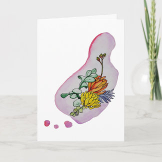 Cartão Ilustração Floral de Suculentas em Aquarela
