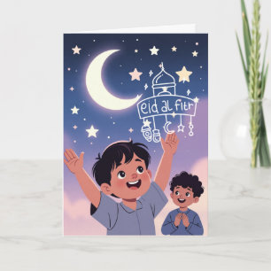 Cartão Ilustração Fofa do Eid al-Fitr