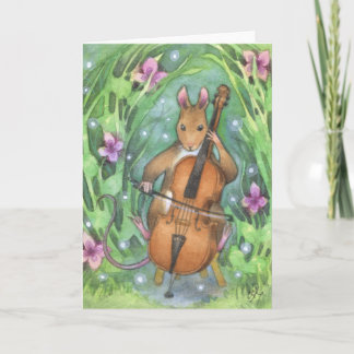 Cartão Ilustração Mouse Musical Cello Cute
