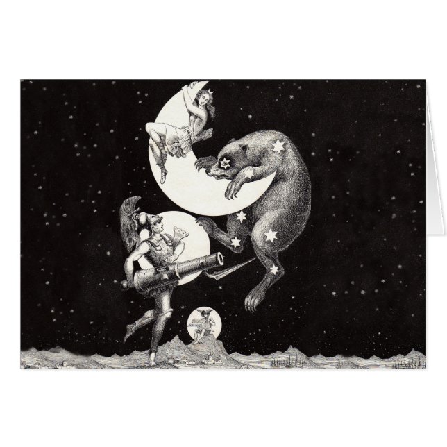 Cartão Ilustração Noturna do Deus do Universo da Lua Cele (Frente Horizontal)