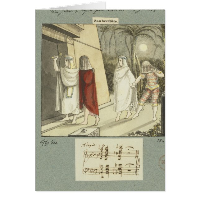 Cartão Ilustração para a flauta mágica de Mozart "", 1845 (Frente)