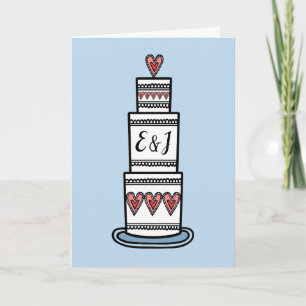 Cartão Ilustração Personalizada de Bolo de Casamento Cart