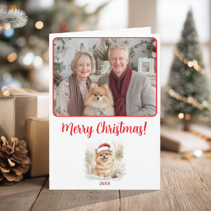 Cartão Ilustração Pomeraniana Aquarela Feliz Natal