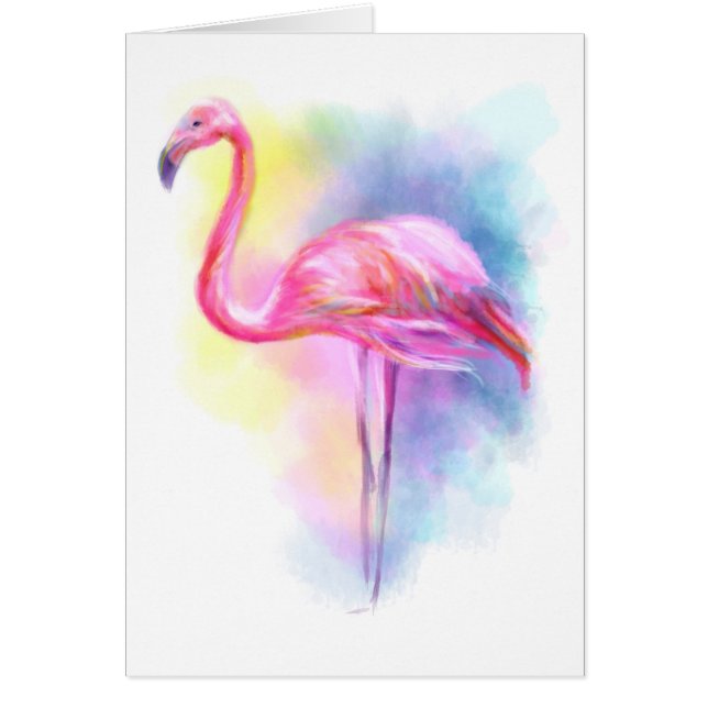 Cartão ilustração rosa abstrato flamingo (Frente)