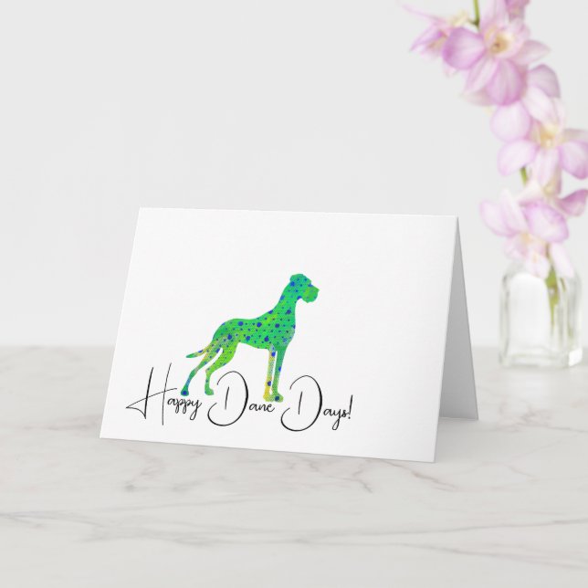Cartão Ilustração verde do Grande Dinamarquês ótimo  (Orquídea)