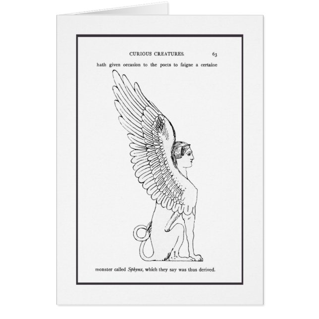 Cartão Ilustração Vintage Sphinx (Frente)