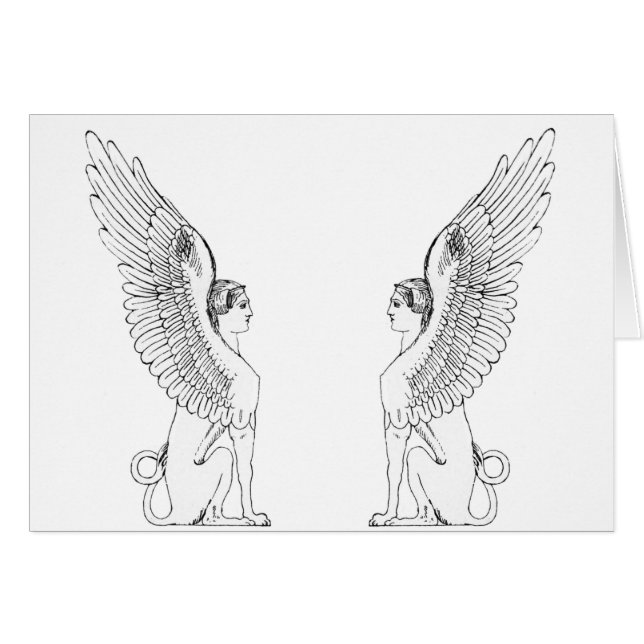 Cartão Ilustração Vintage Sphinx (Frente Horizontal)