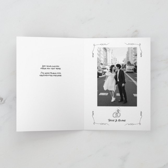 Cartão Ilustrações de Dodle Casadas em Preto e Branco (Interior)