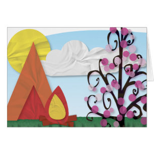Cartão ilustrado acampamento de Verão