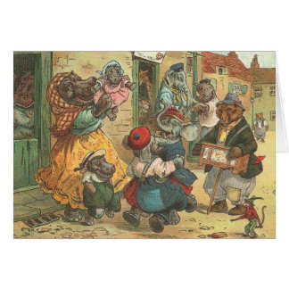 Cartão ilustrado vintage - uma vizinhança animal