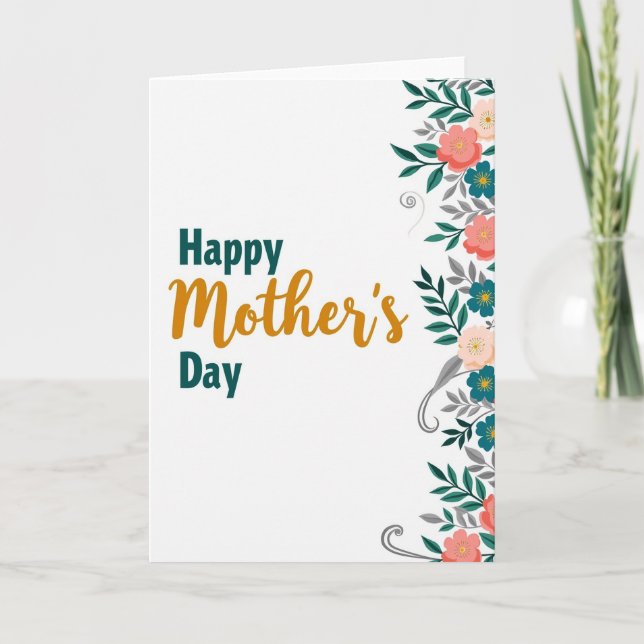 Cartão Ilustrativo Floral para Mães (Frente)