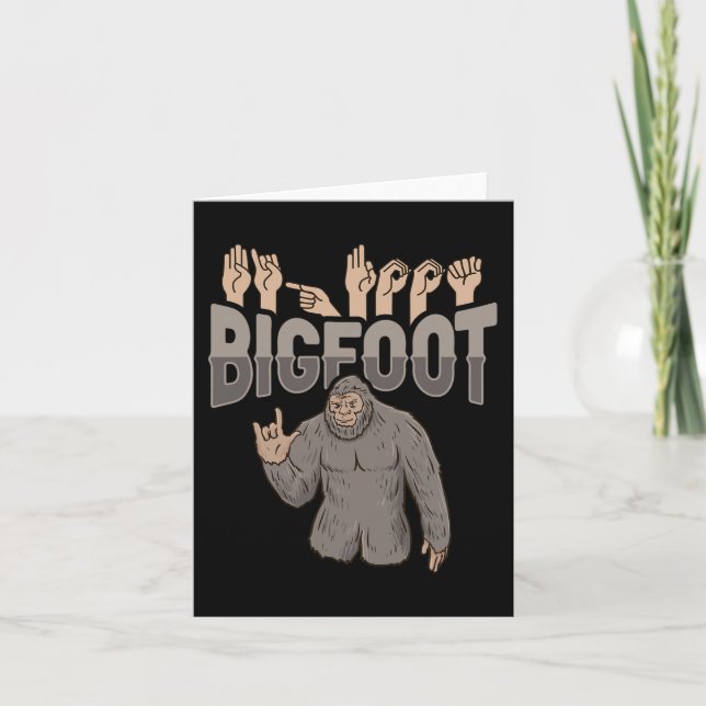 Cartão ILY Bigfoot ASL Gesto de Mão Surdo Audição Perda A (Frente)