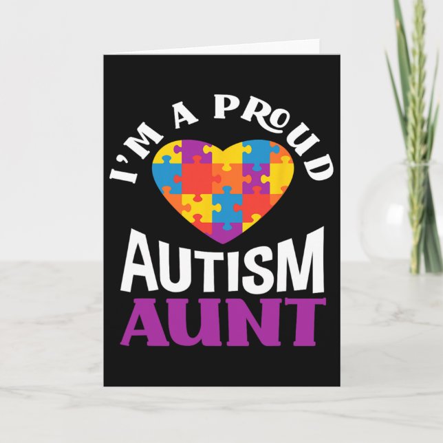 Cartão I'm A Proud Autism Aunt Puzzle Heart Autism Awaren (Frente)