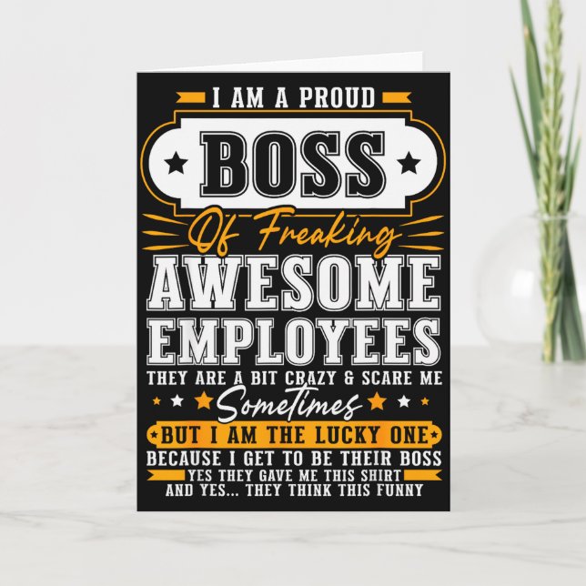 Cartão I'm A Proud Boss Of Freaking Awesome Employees Fun (Frente)