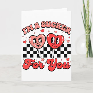 Cartão Im A Sucker For You Candy Heart Groovy Retro Valen