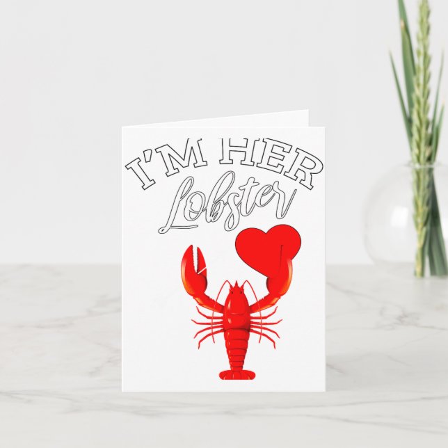 Cartão Im Her Lobster Heart Couple Matching Gift Valentin (Frente)