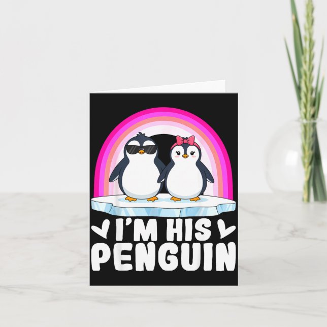Cartão I'm Her Penguin Matching Couple Valentine Love Hea (Frente)