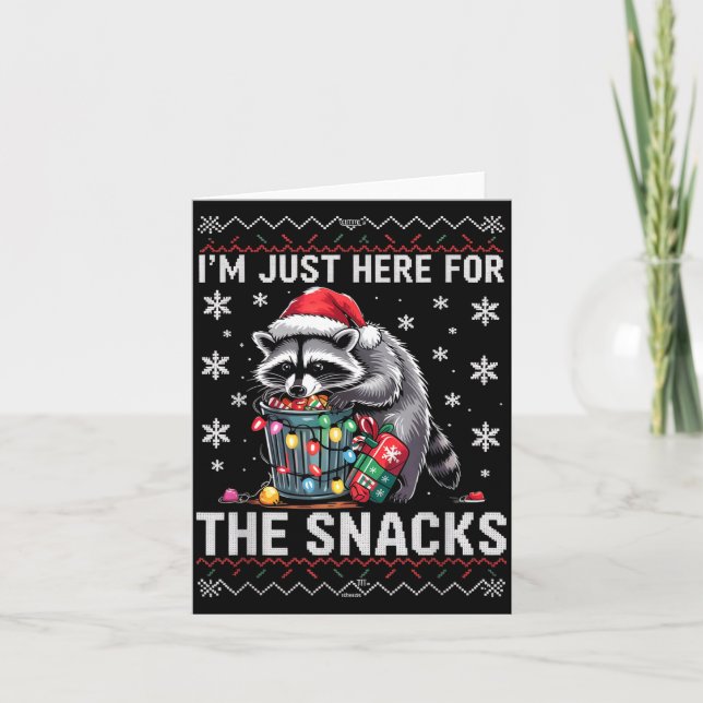 Cartão I'm Just Here For Snacks Raccoon Christmas Kids To (Frente)
