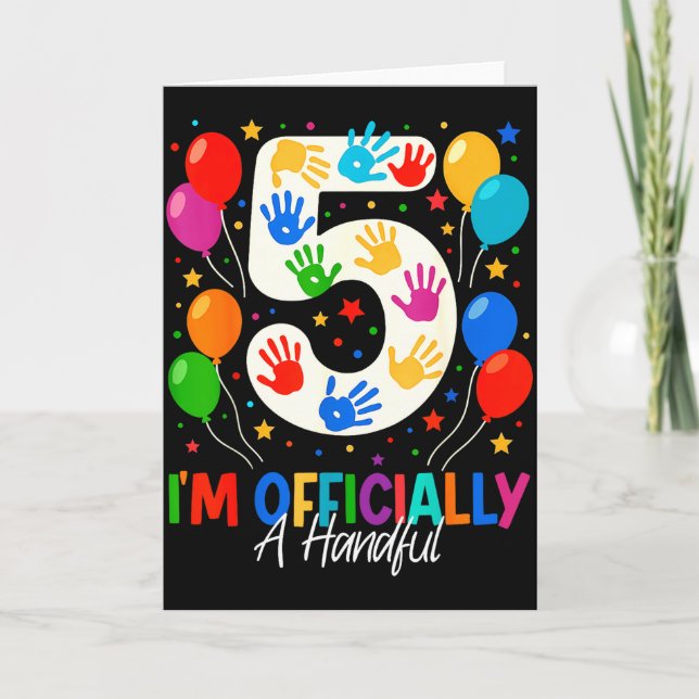 Cartão Im Officially A Handful Five 5th Birthday Girls Bo (Frente)