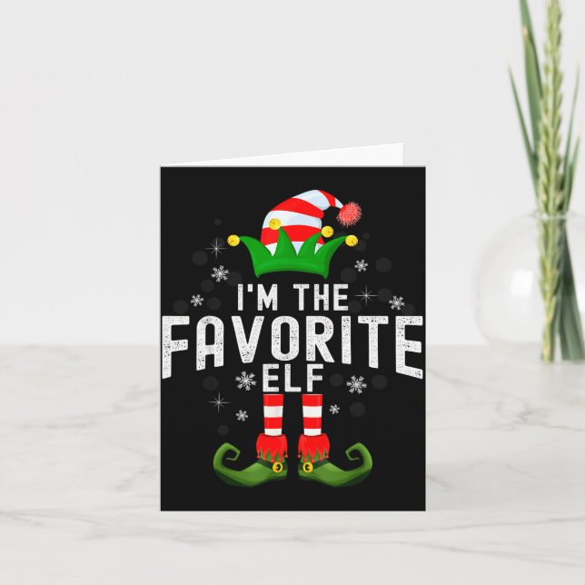 Cartão I'm The Favorite Elf Christmas Family Pjs Costume  (Frente)