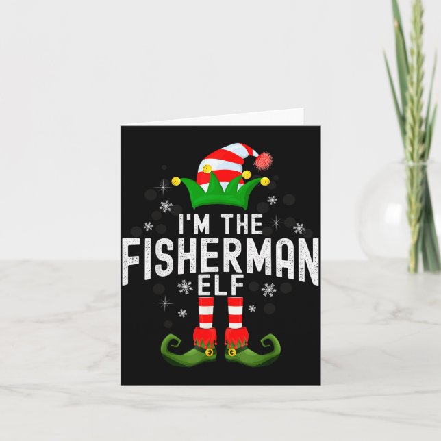 Cartão I'm The Fisherman Elf Christmas Family Pjs Costume (Frente)