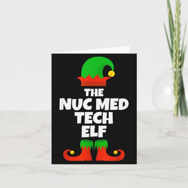 Cartão I'm The Nuc Med Tech Elf Family Pajama Christmas F (Frente)