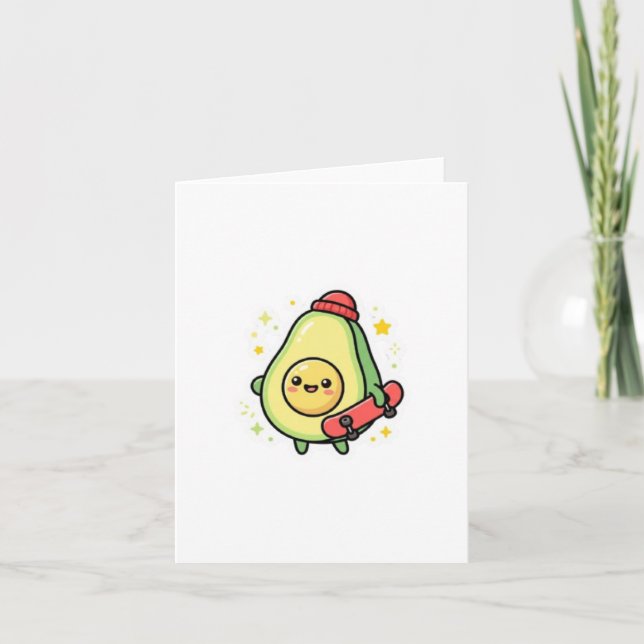 Cartão Ímã de Bebê Abacate Kawaii Fofo. (Frente)
